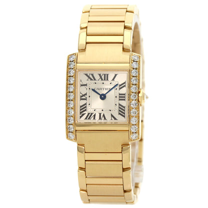 CARTIER カルティエ WJTA0039 タンクフランセーズSM ダイヤモンド 腕時計 K18YG レディース 中古