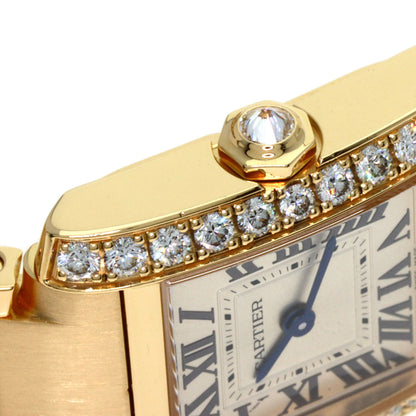 CARTIER カルティエ WJTA0039 タンクフランセーズSM ダイヤモンド 腕時計 K18YG レディース 中古