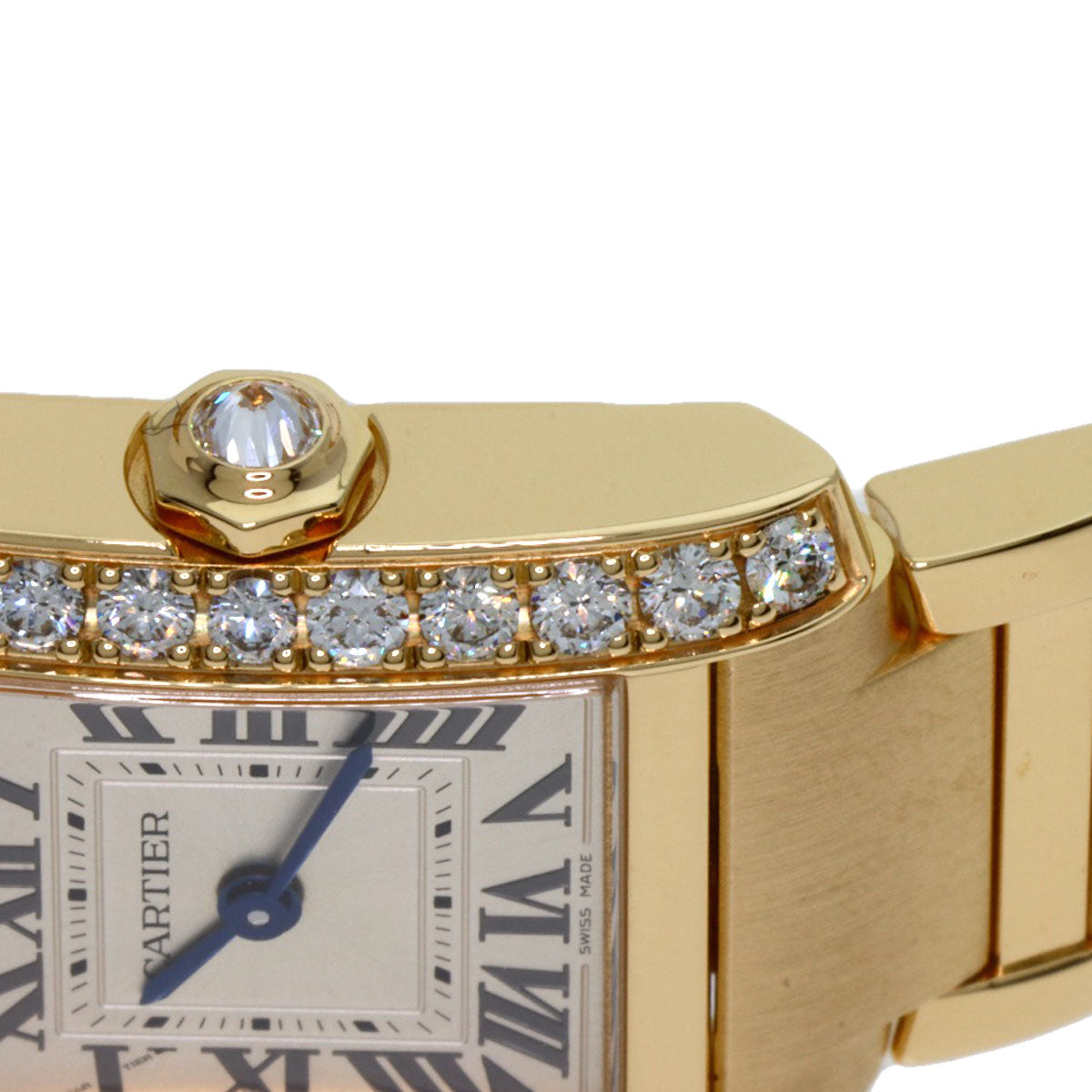 CARTIER カルティエ WJTA0039 タンクフランセーズSM ダイヤモンド 腕時計 K18YG レディース 中古