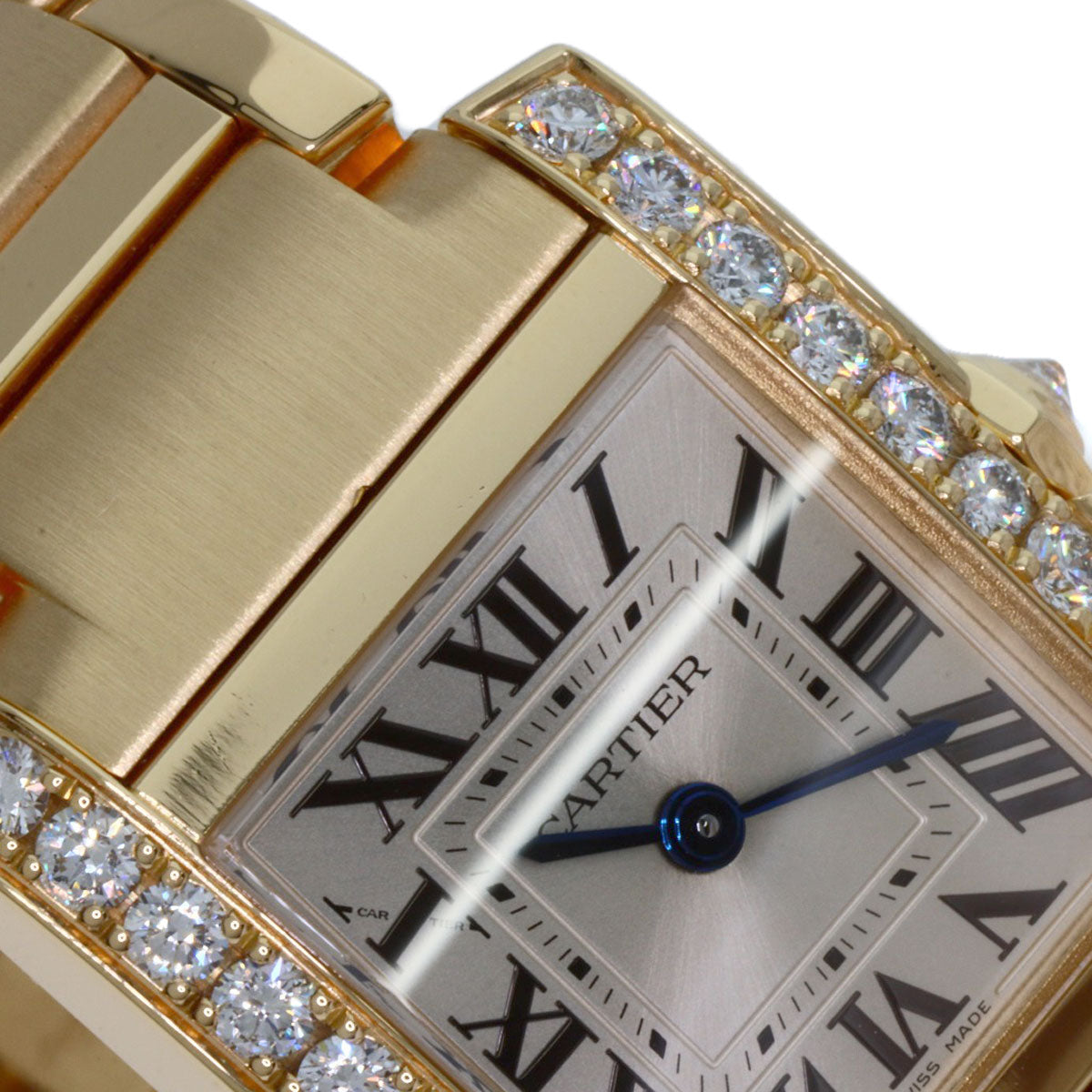 CARTIER カルティエ WJTA0039 タンクフランセーズSM ダイヤモンド 腕時計 K18YG レディース 中古