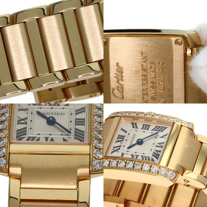 CARTIER カルティエ WJTA0039 タンクフランセーズSM ダイヤモンド 腕時計 K18YG レディース 中古