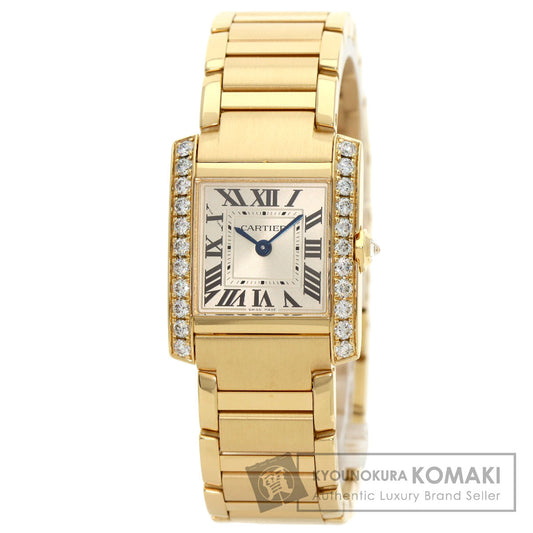 CARTIER カルティエ WJTA0039 タンクフランセーズSM ダイヤモンド 腕時計 K18YG レディース 中古