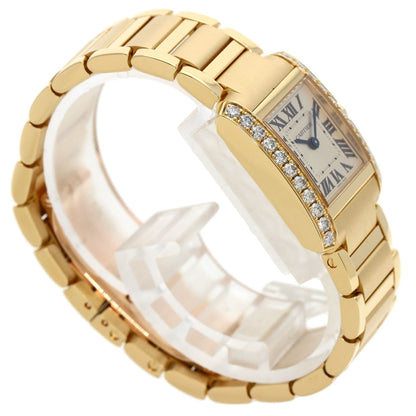 CARTIER カルティエ WJTA0039 タンクフランセーズSM ダイヤモンド 腕時計 K18YG レディース 中古