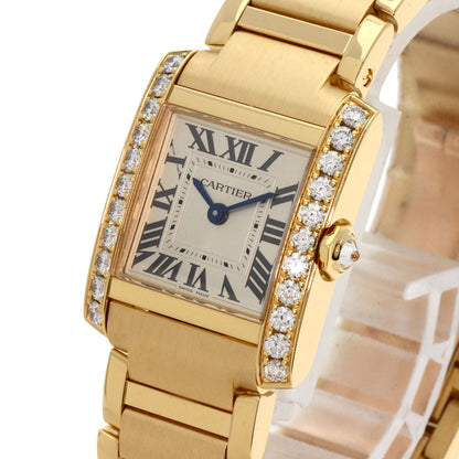 CARTIER カルティエ WJTA0039 タンクフランセーズSM ダイヤモンド 腕時計 K18YG レディース 中古