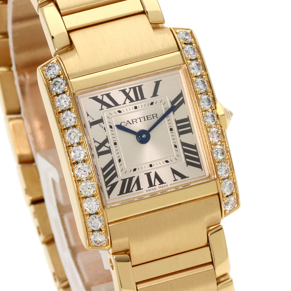 CARTIER カルティエ WJTA0039 タンクフランセーズSM ダイヤモンド 腕時計 K18YG レディース 中古