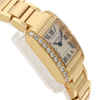 CARTIER カルティエ WJTA0039 タンクフランセーズSM ダイヤモンド 腕時計 K18YG レディース 中古