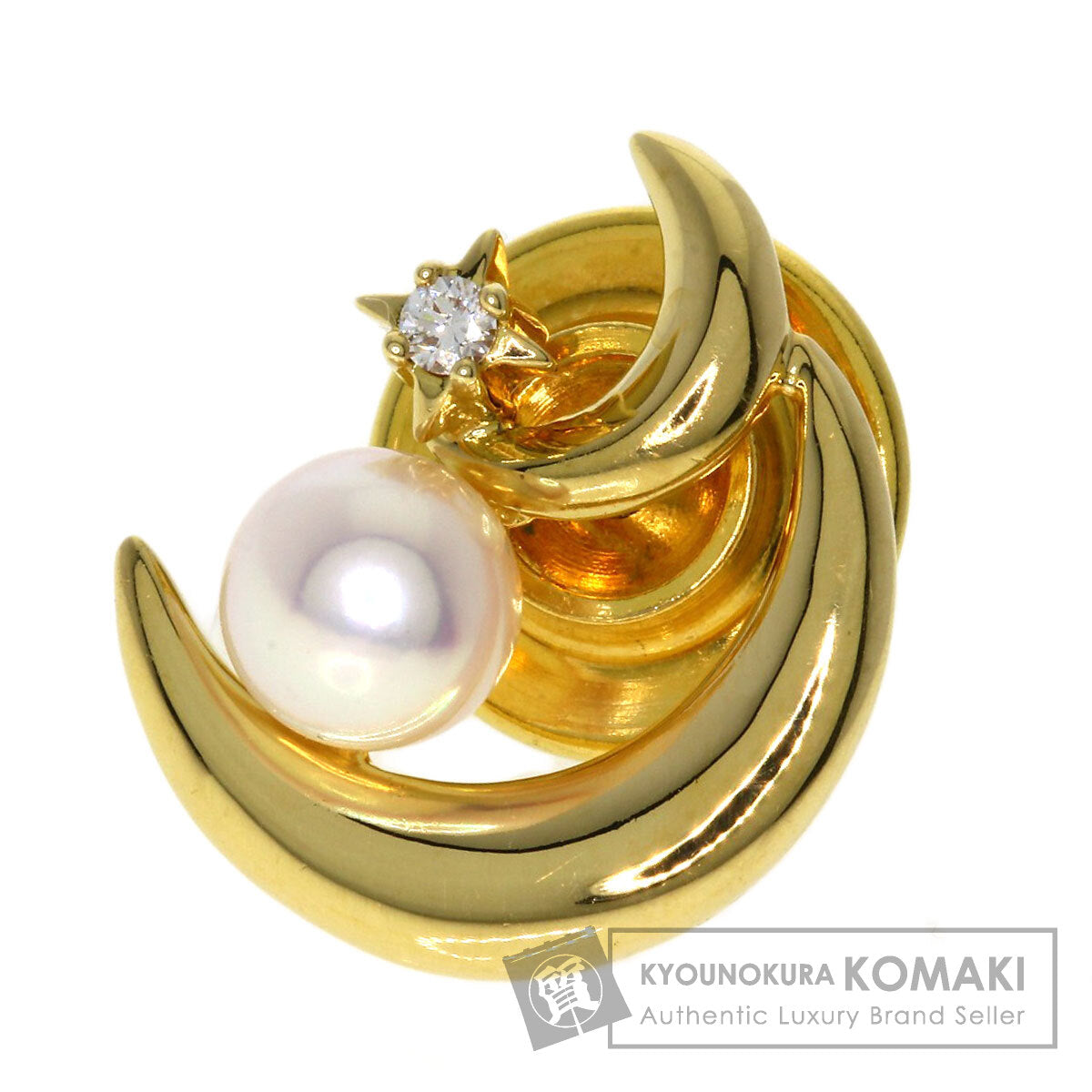 ◯MIKIMOTO ミキモト ダイヤ パール 18K ピン ブローチ ムーン ミキモト パール ダイヤモンド ピンブローチ ブローチ 中古 | 京の蔵