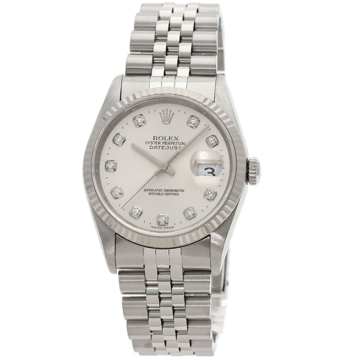 ROLEX ロレックス 16234G デイトジャスト 10P ダイヤモンド 腕時計 SS メンズ 中古