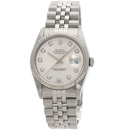 ROLEX ロレックス 16234G デイトジャスト 10P ダイヤモンド 腕時計 SS メンズ 中古