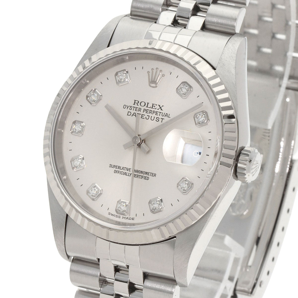 ROLEX ロレックス 16234G デイトジャスト 10P ダイヤモンド 腕時計 SS メンズ 中古