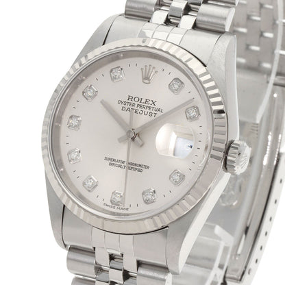 ROLEX ロレックス 16234G デイトジャスト 10P ダイヤモンド 腕時計 SS メンズ 中古