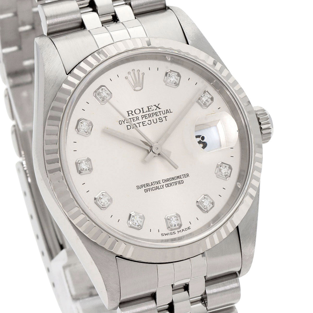 ROLEX ロレックス 16234G デイトジャスト 10P ダイヤモンド 腕時計 SS メンズ 中古