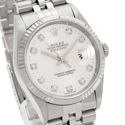 ROLEX ロレックス 16234G デイトジャスト 10P ダイヤモンド 腕時計 SS メンズ 中古