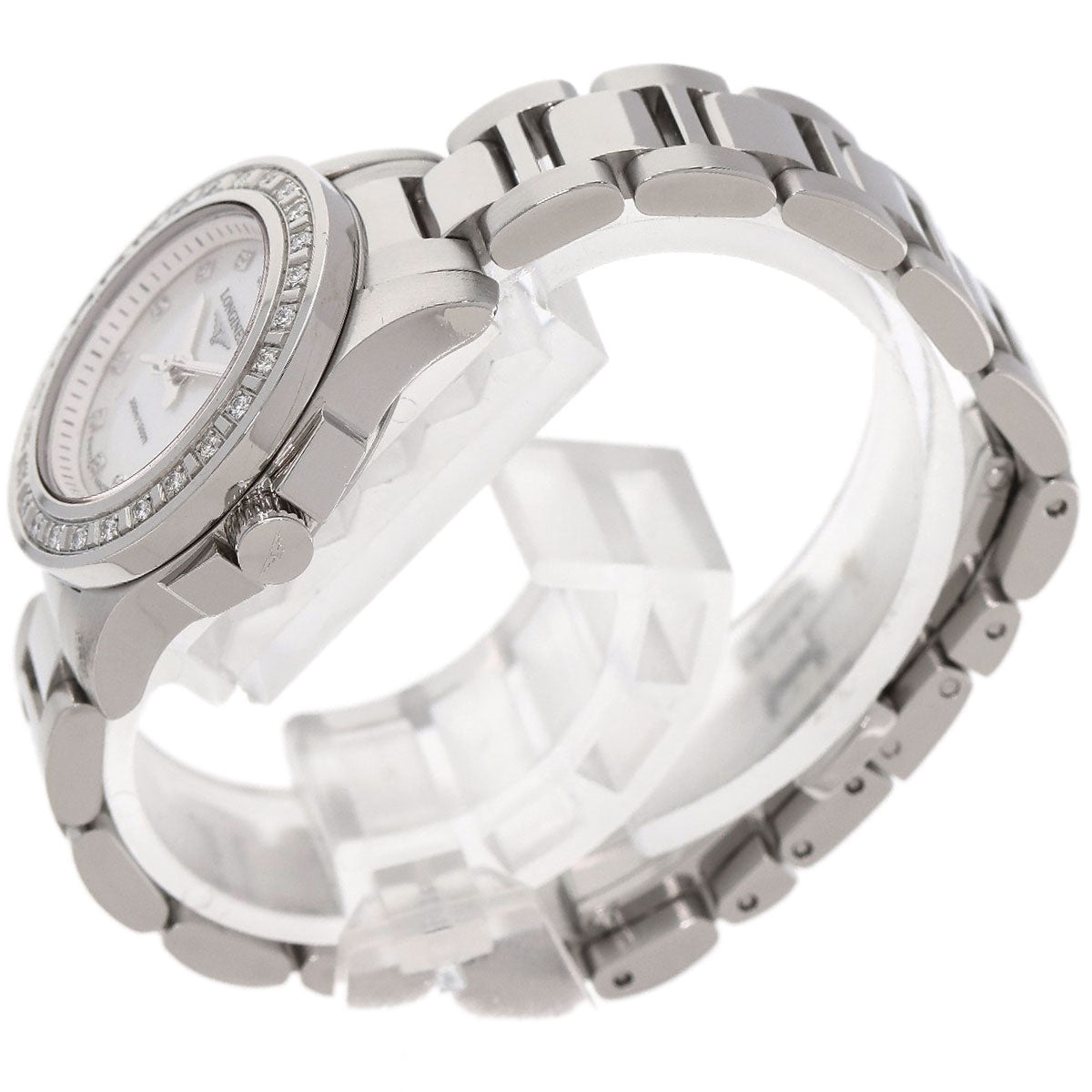 LONGINES ロンジン L3.158.0 ハイドロコンクエスト 11P ベゼル ダイヤモンド 腕時計 SS レディース 中古