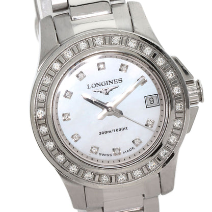 LONGINES ロンジン L3.158.0 ハイドロコンクエスト 11P ベゼル ダイヤモンド 腕時計 SS レディース 中古