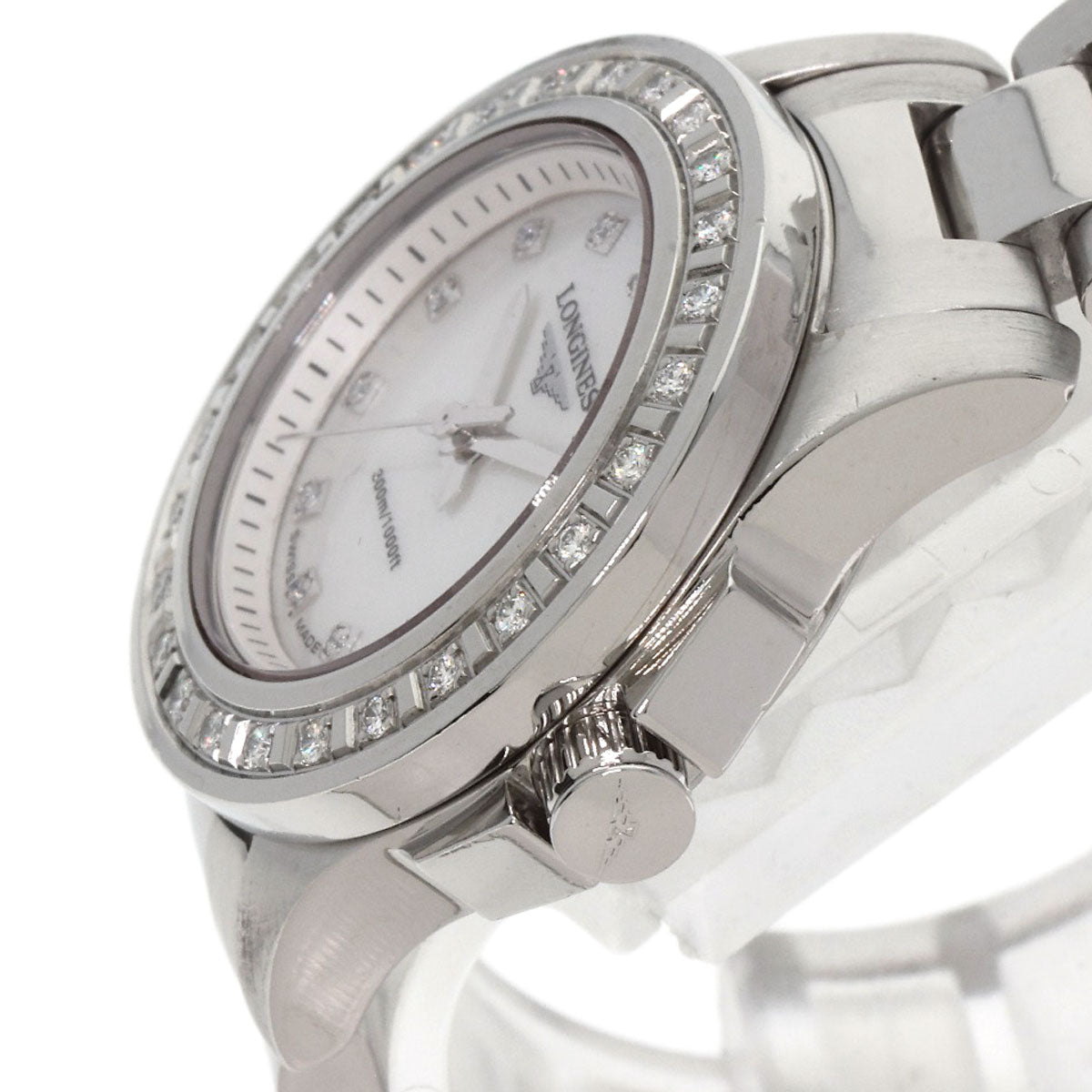 LONGINES ロンジン L3.158.0 ハイドロコンクエスト 11P ベゼル ダイヤモンド 腕時計 SS レディース 中古