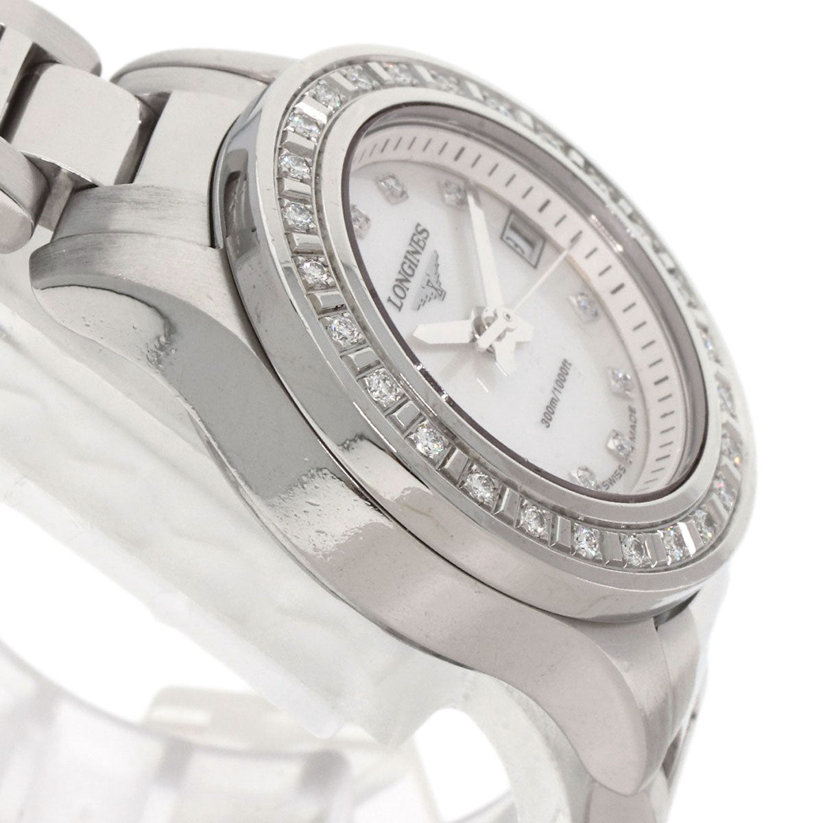 LONGINES ロンジン L3.158.0 ハイドロコンクエスト 11P ベゼル ダイヤモンド 腕時計 SS レディース 中古