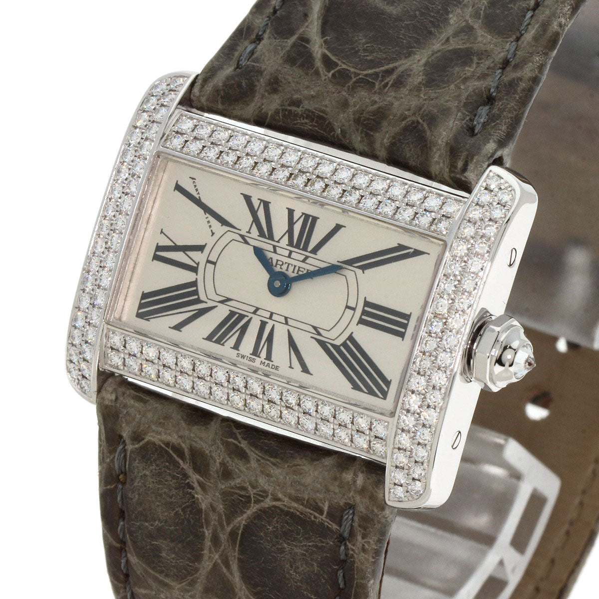 CARTIER カルティエ WA301236 ミニタンク ディヴァン ベゼル ダイヤモンド 腕時計 K18WG レディース 中古