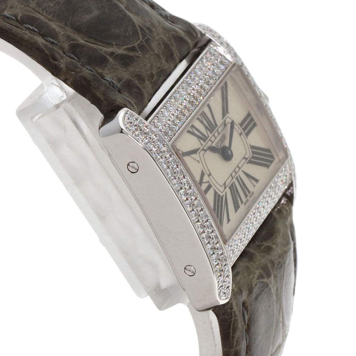 CARTIER カルティエ WA301236 ミニタンク ディヴァン ベゼル ダイヤモンド 腕時計 K18WG レディース 中古