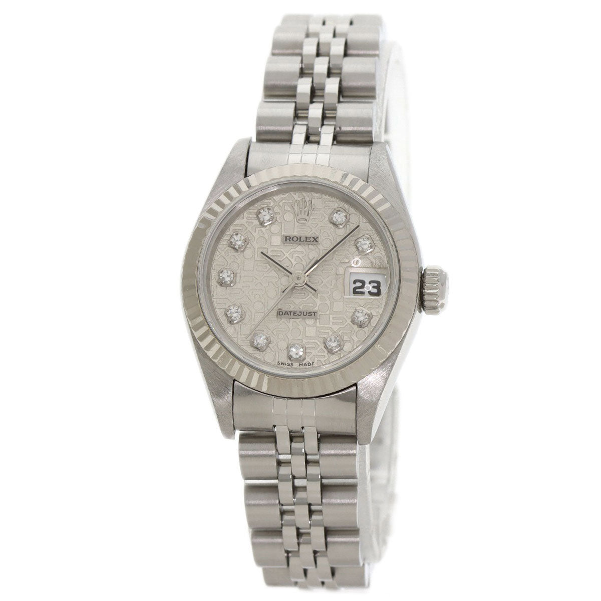 ROLEX ロレックス 69174G デイトジャスト 10P ダイヤモンド 腕時計 SS レディース 中古