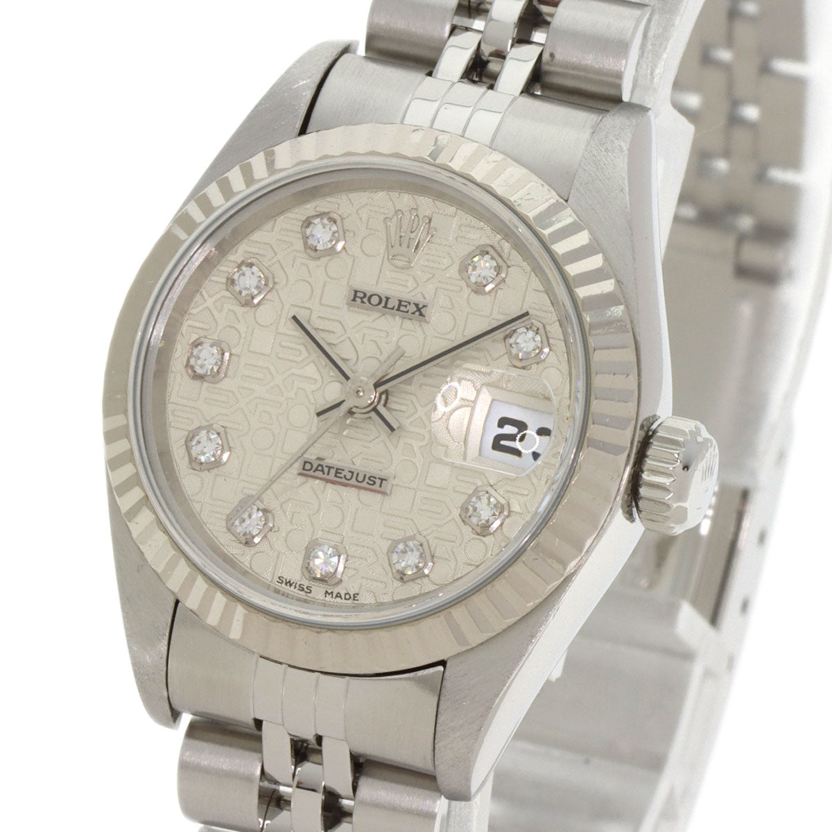 ROLEX ロレックス 69174G デイトジャスト 10P ダイヤモンド 腕時計 SS レディース 中古