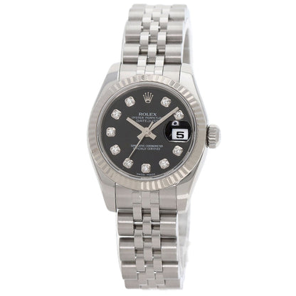 ROLEX ロレックス 179174G デイトジャスト 10P ダイヤモンド 腕時計 SS レディース 中古