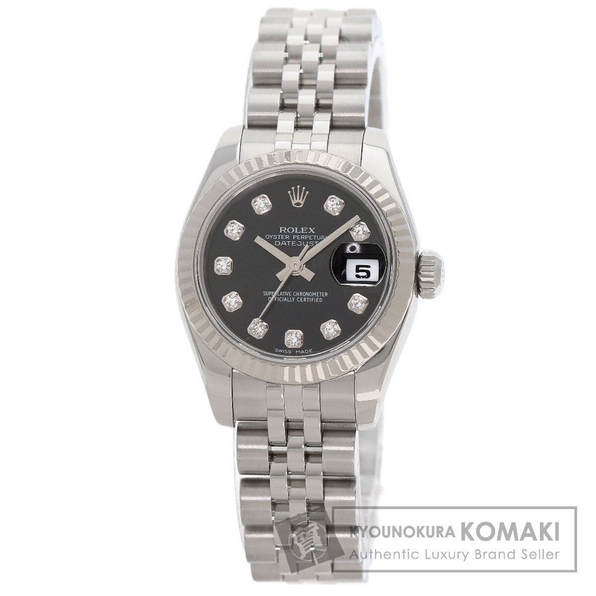 ROLEX ロレックス 179174G デイトジャスト 10P ダイヤモンド 腕時計 SS レディース 中古