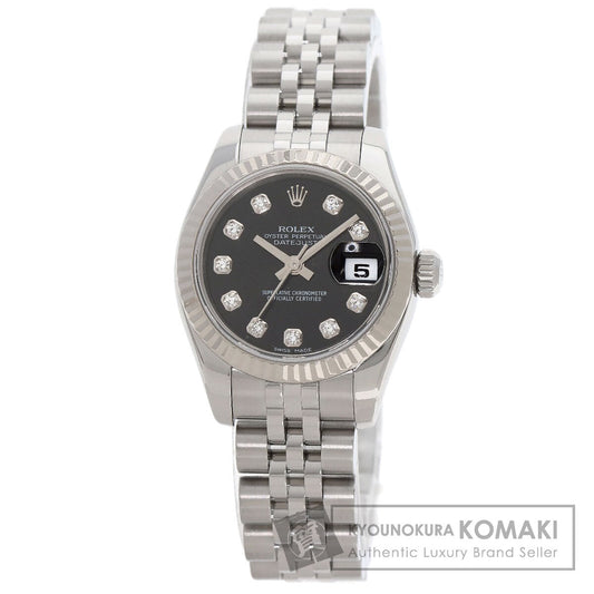 ROLEX ロレックス 179174G デイトジャスト 10P ダイヤモンド 腕時計 SS レディース 中古