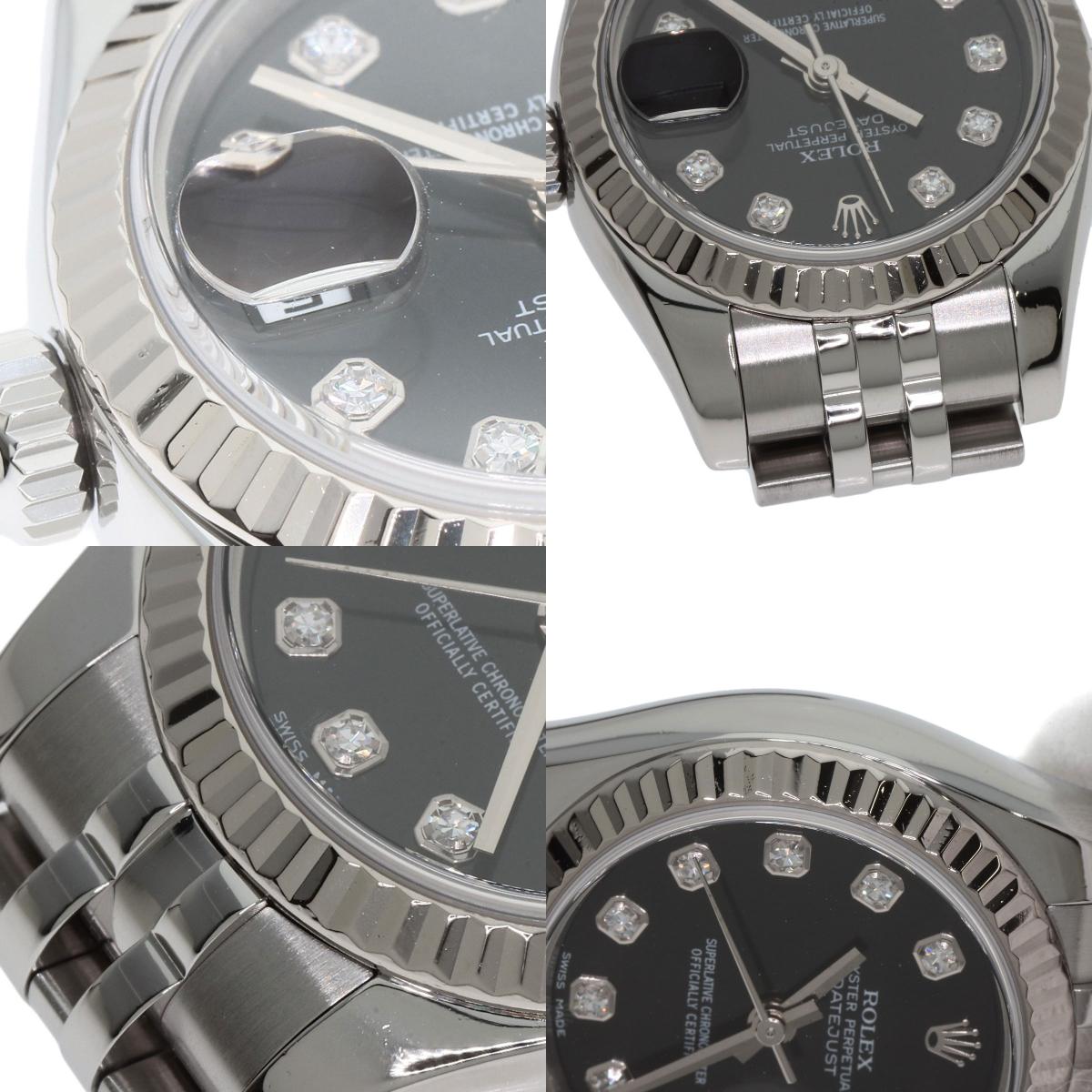 ROLEX ロレックス 179174G デイトジャスト 10P ダイヤモンド 腕時計 SS レディース 中古