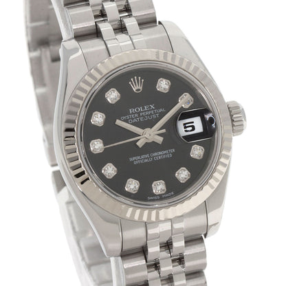 ROLEX ロレックス 179174G デイトジャスト 10P ダイヤモンド 腕時計 SS レディース 中古