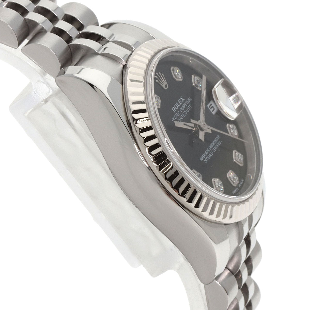 ROLEX ロレックス 179174G デイトジャスト 10P ダイヤモンド 腕時計 SS レディース 中古