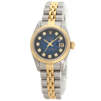 ROLEX ロレックス 69173G デイトジャスト 10P ダイヤモンド ブルーグラデーション 腕時計 SS レディース 中古