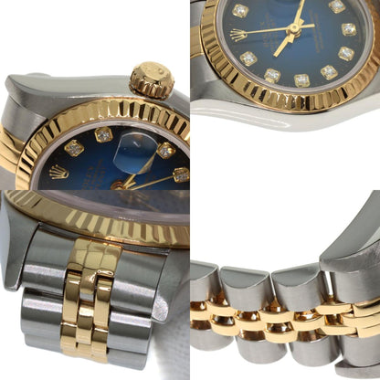 ROLEX ロレックス 69173G デイトジャスト 10P ダイヤモンド ブルーグラデーション 腕時計 SS レディース 中古