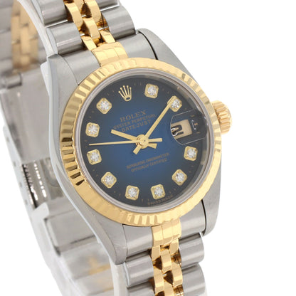 ROLEX ロレックス 69173G デイトジャスト 10P ダイヤモンド ブルーグラデーション 腕時計 SS レディース 中古