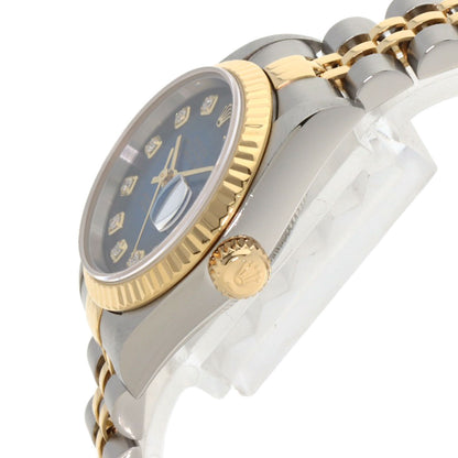 ROLEX ロレックス 69173G デイトジャスト 10P ダイヤモンド ブルーグラデーション 腕時計 SS レディース 中古