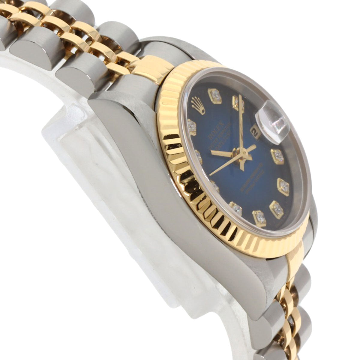 ROLEX ロレックス 69173G デイトジャスト 10P ダイヤモンド ブルーグラデーション 腕時計 SS レディース 中古