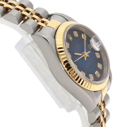 ROLEX ロレックス 69173G デイトジャスト 10P ダイヤモンド ブルーグラデーション 腕時計 SS レディース 中古