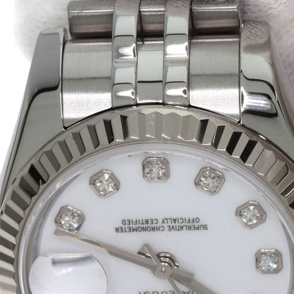 ROLEX ロレックス 179174G デイトジャスト 10P ダイヤモンド 腕時計 SS レディース 中古