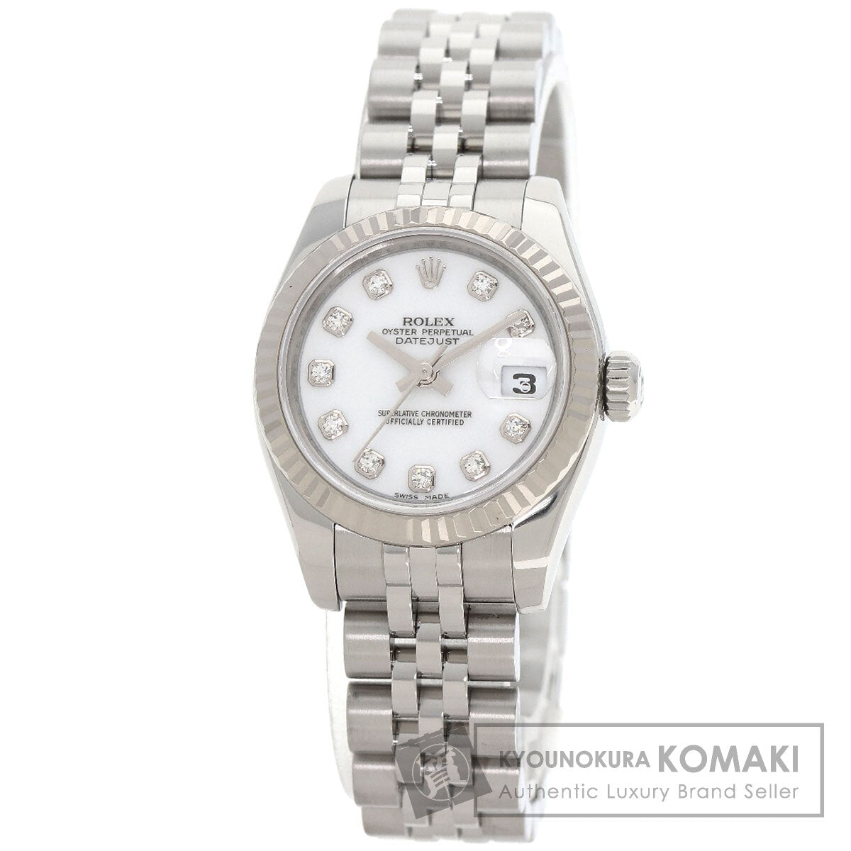 ROLEX ロレックス 179174G デイトジャスト 10P ダイヤモンド 腕時計 SS レディース 中古