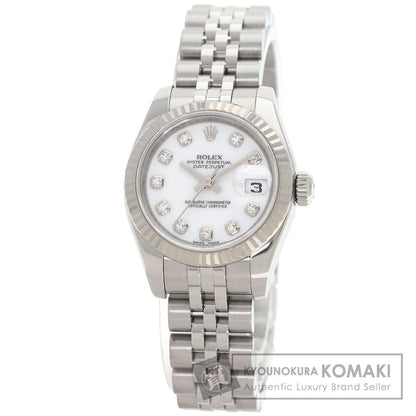ROLEX ロレックス 179174G デイトジャスト 10P ダイヤモンド 腕時計 SS レディース 中古