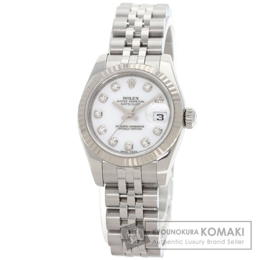 ROLEX ロレックス 179174G デイトジャスト 10P ダイヤモンド 腕時計 SS レディース 中古