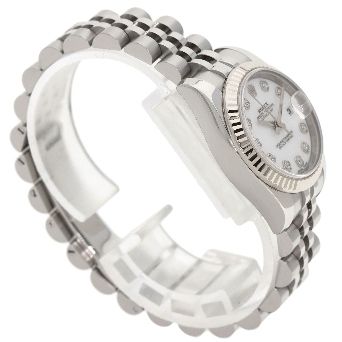 ROLEX ロレックス 179174G デイトジャスト 10P ダイヤモンド 腕時計 SS レディース 中古