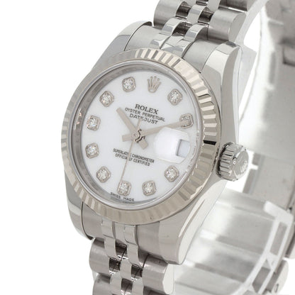 ROLEX ロレックス 179174G デイトジャスト 10P ダイヤモンド 腕時計 SS レディース 中古