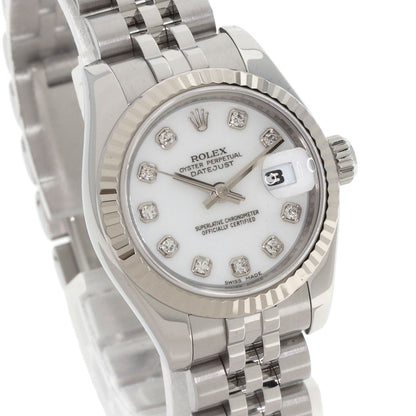 ROLEX ロレックス 179174G デイトジャスト 10P ダイヤモンド 腕時計 SS レディース 中古
