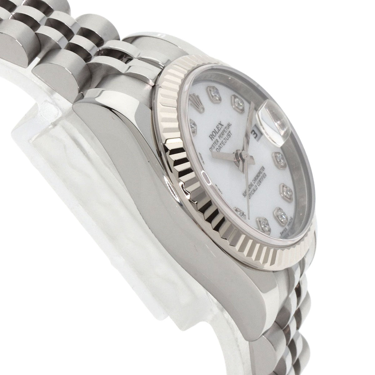 ROLEX ロレックス 179174G デイトジャスト 10P ダイヤモンド 腕時計 SS レディース 中古