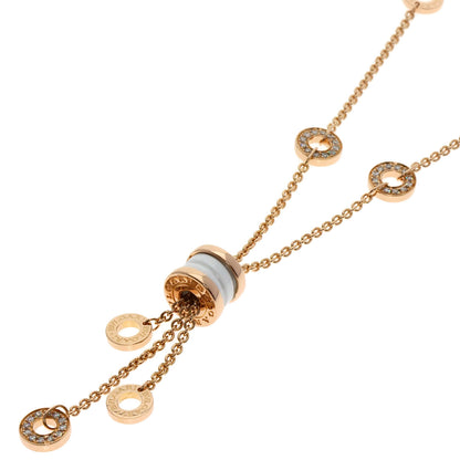 BVLGARI ブルガリ B-zero1 ビーゼロワン エレメント ダイヤモンド ホワイト セラミック ネックレス K18PG レディース 中古