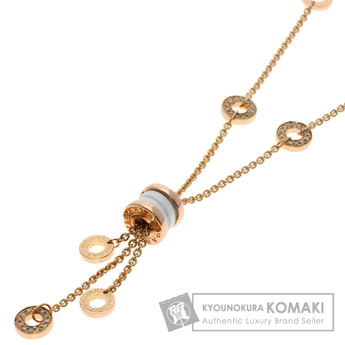 BVLGARI ブルガリ B-zero1 ビーゼロワン エレメント ダイヤモンド ホワイト セラミック ネックレス K18PG レディース 中古