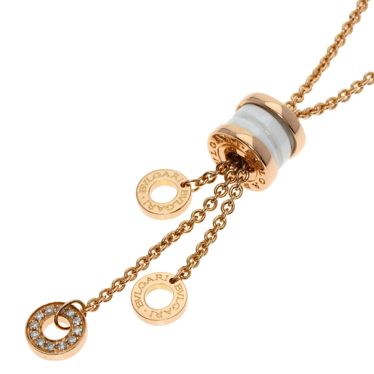 BVLGARI ブルガリ B-zero1 ビーゼロワン エレメント ダイヤモンド ホワイト セラミック ネックレス K18PG レディース 中古