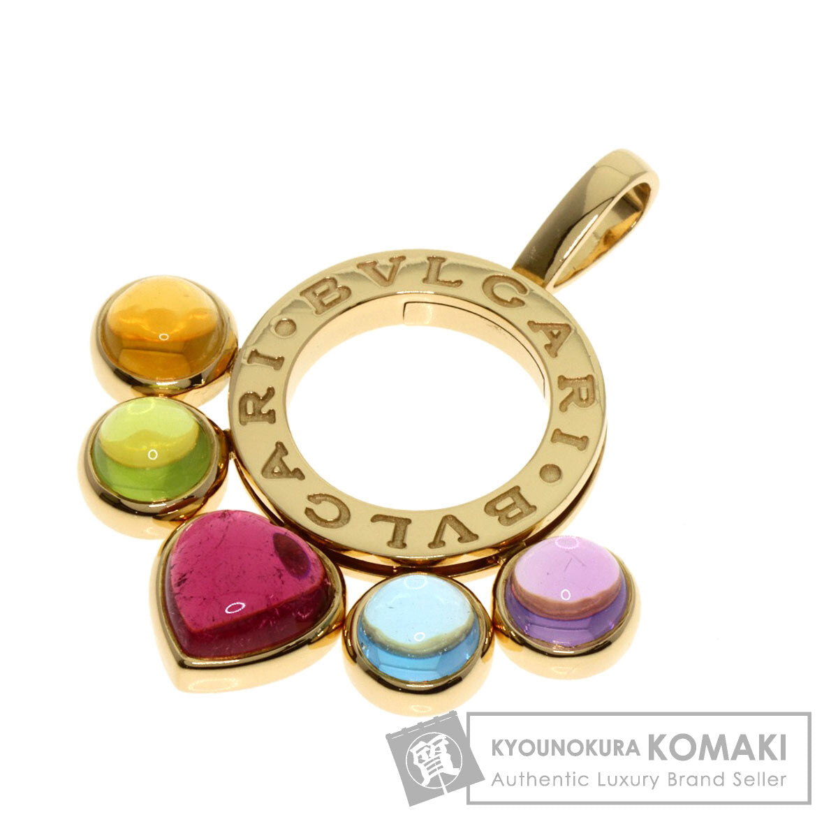 BVLGARI ブルガリ アレグラ マルチカラーストーン ペンダントトップ K18YG レディース 中古