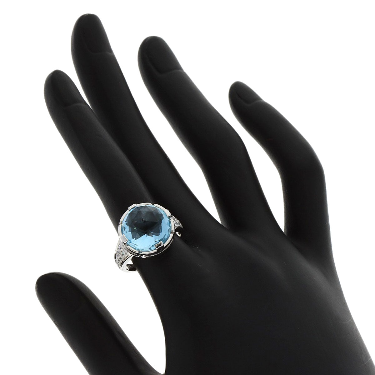 BVLGARI ブルガリ パレンテシ カクテル ブルートパーズ ダイヤモンド リング・指輪 K18WG レディース 中古